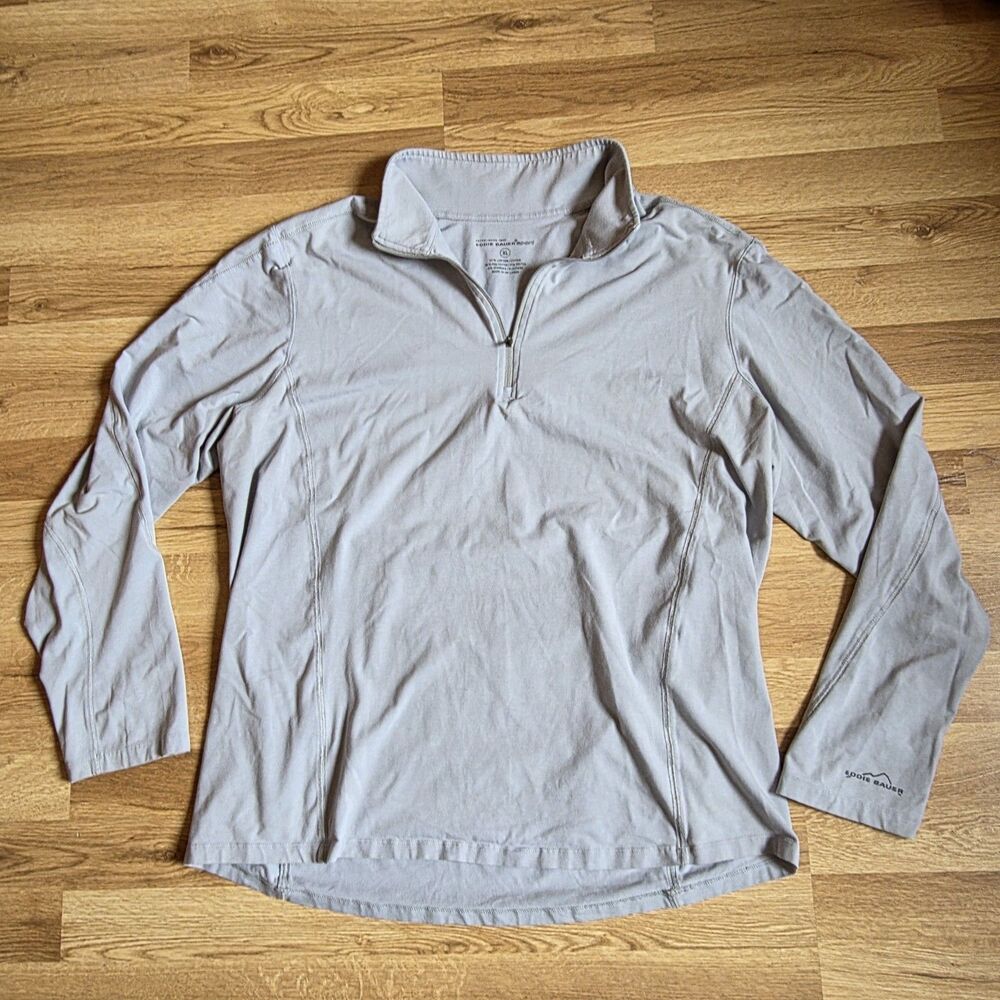 Eddie Bauer Sport Long Sleeve 1/4 Zip Gray XL - Lightweight Golf or Activewear